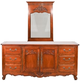 French Style Drexel Carved Dresser w Vanity Mirror