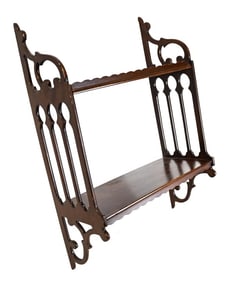 Vintage Hand Carved Hanging 2 Shelf Etagere