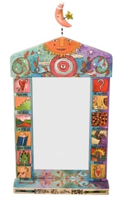 Hand Painted Folk Art Whimsical Wall Mirror