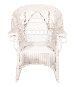 White Wicker Rocking Chair with Original Paint