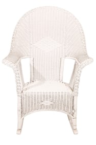 White Wicker Rocking Chair with Original Paint