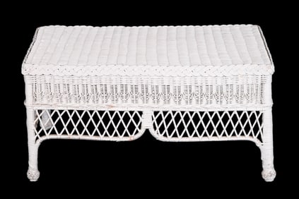 Vintage White Wicker Coffee Table