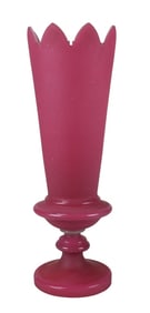 Antique Pink Opaline Glass Scalloped  18 Inch Vase