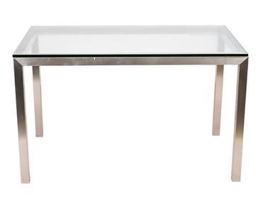 Mid Century Glass Top Steel Base Table