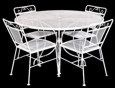 Woodard Metal Mesh Wrought Iron Table & 4 Chairs