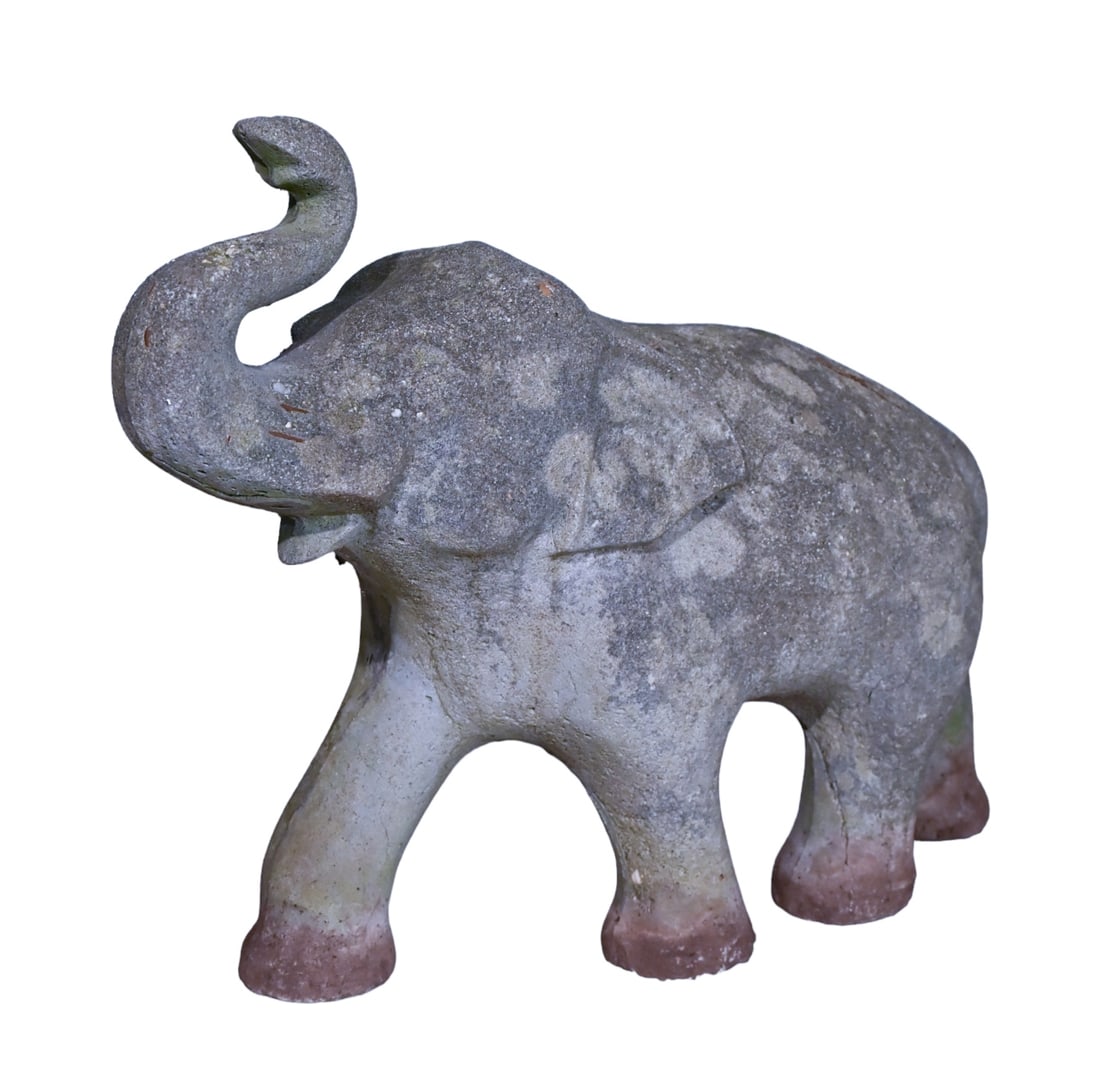 Cast Stone Standing Elephant Garden Statue (1 of 5)