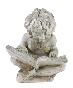 Cast Cement Seated Cherub Garden Statue