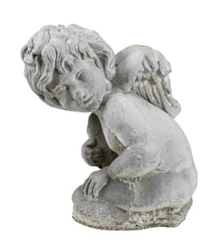 Cast Cement Seated Cherub Garden Statue