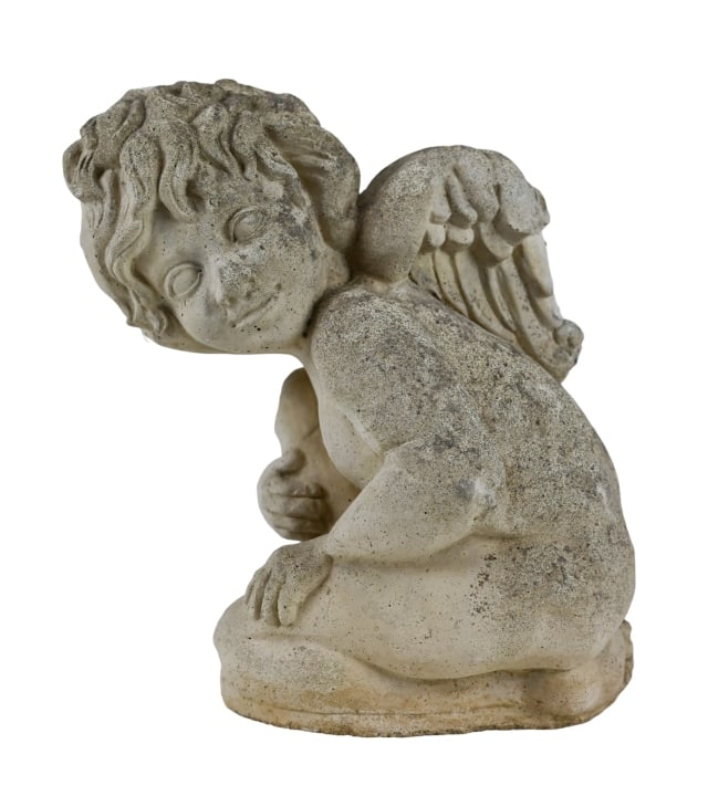 Cast Cement Seated Cherub Garden Statue (1 of 6)