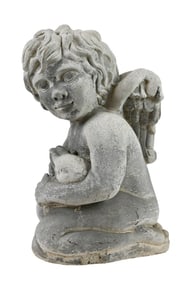 Cast Cement Seated Cherub Garden Statue