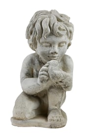 Cast Cement Seated Cherub Garden Statue