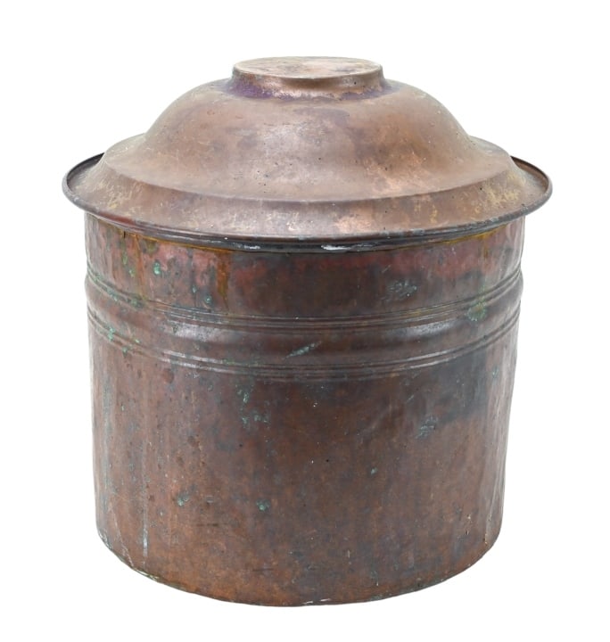 Antique Copper Crock Planter w Cover (1 of 13)