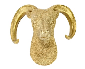 Gilt Resin Ram Head for Wall Hanging