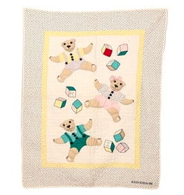 Judi Boisson 1990 Hand Made Teddy Bear Baby Quilt