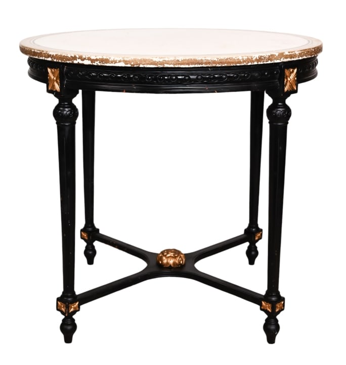 French Provincial Carved Painted Round Hall Table (1 of 11)