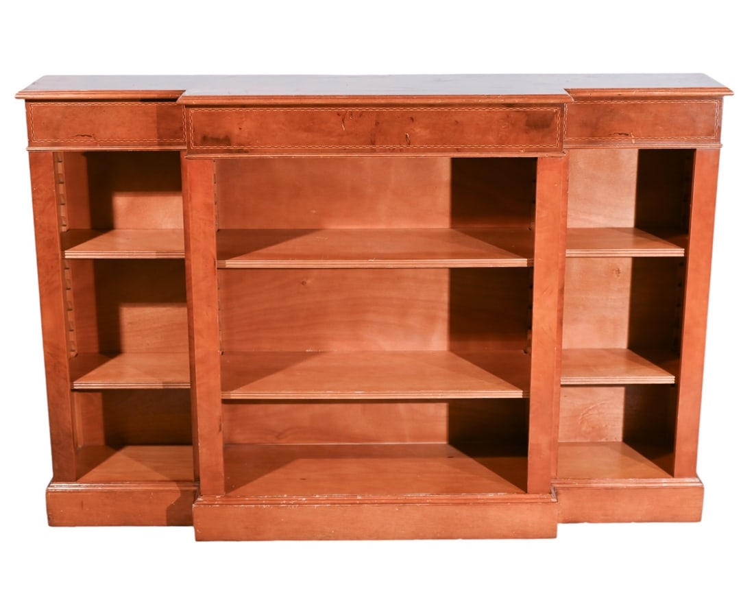 Regency Mahogany Open Breakfront Bookcase (1 of 11)