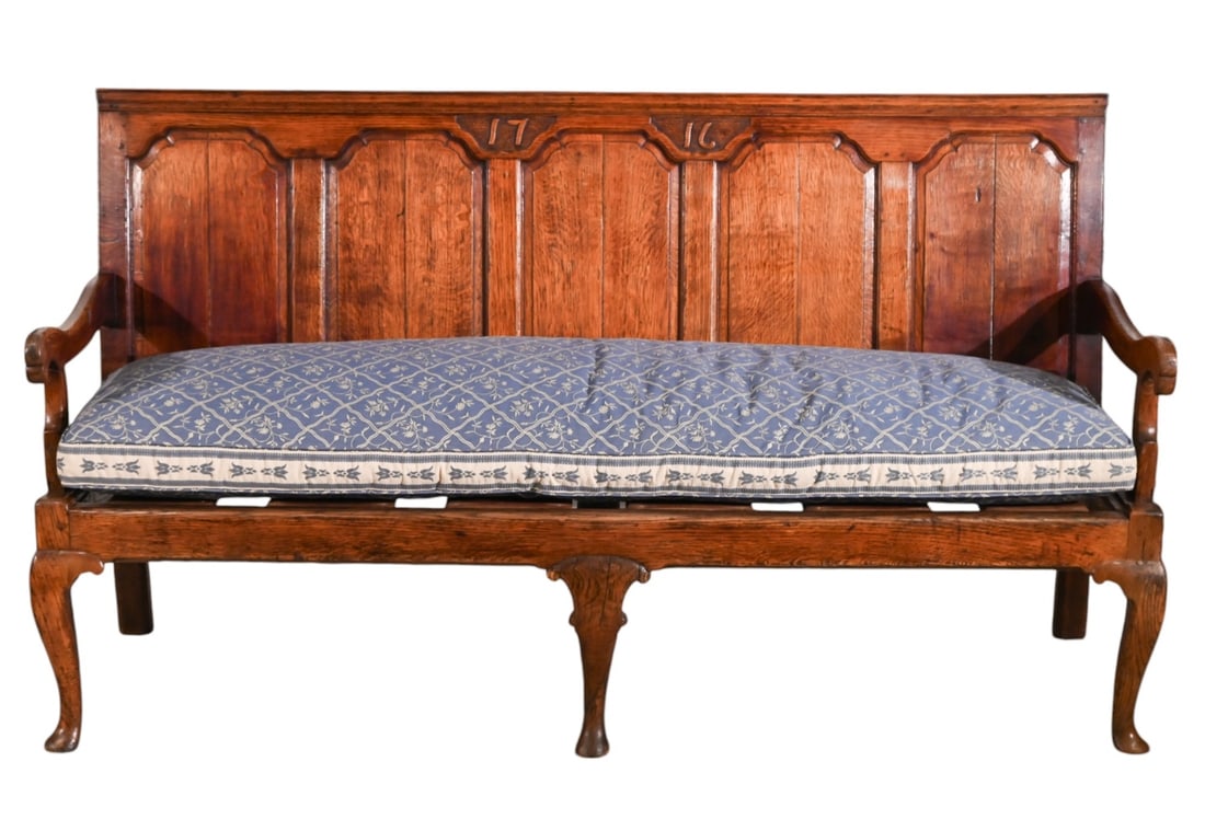 English Georgian Oak Settle Bench w Raised Panels (1 of 16)