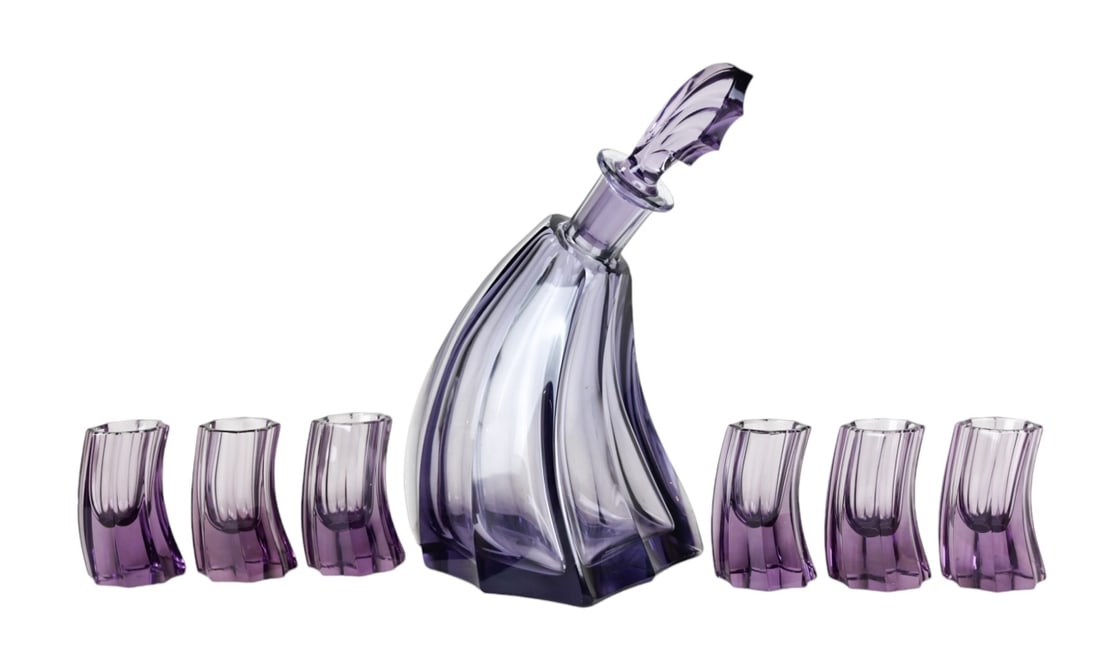 Vintage Moser  Amethyst Glass Decanter & Glasses (1 of 10)