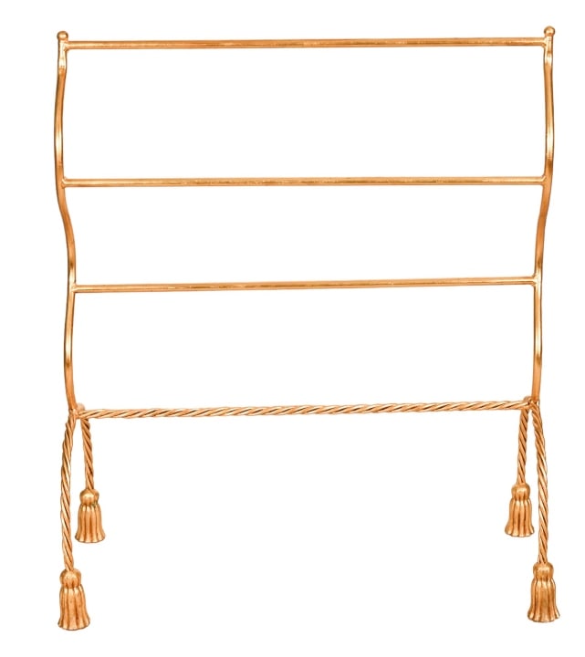 Hollywood Regency Gilded Rope Tassel Towel Rack: Hollywood Regency Gilded Rope Tassel Towel Rack.Measures 37 inches x 31 inches x 16 inches .