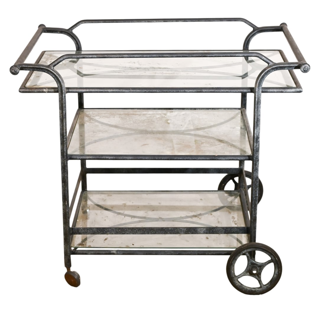 Outdoor Three Tier Glass Top Bar Cart: Outdoor Three Tier Glass Top Bar Cart.Measures 33 inches x 29 inches x 40 inches.