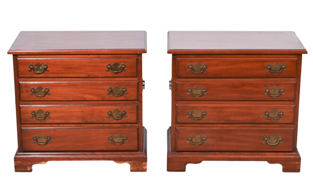 Pair Henkel Harris Carved Mahogany Nightstands (1 of 9)