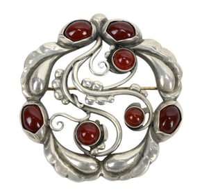 Georg Jensen Moonlight Blossom Garnet Brooch