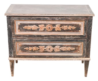 Antique Gustavian Style Hand Carved Painted Chests