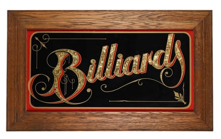 Vintage Hensley Co. Reverse Painted Billiards Sign