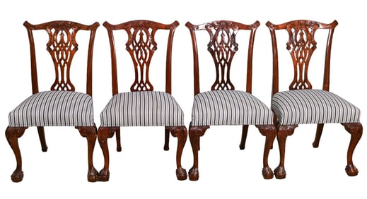 4 Chippendale Style Thistle Back Dining Chairs
