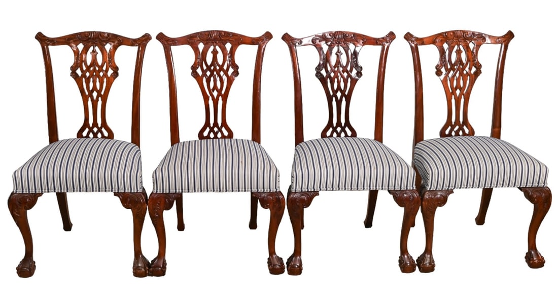 4 Chippendale Style Thistle Back Dining Chairs (1 of 9)