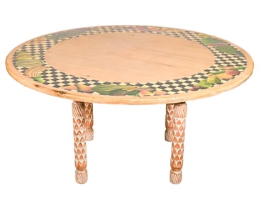 Country Hand Carved Round Dining w/ Fruit Motif