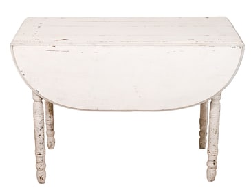 Farmhouse Style Distressed Paint Drop Leaf Table