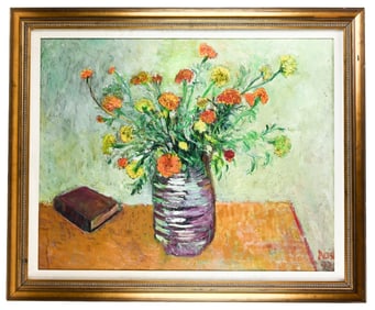Signed 1992 Still Life Oil Painting Framed