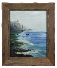 Michelle Signed Oil Painting of Ocean Cliffs