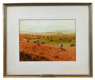 Mariano Ortuzar Watercolor Painting Hay Harvest