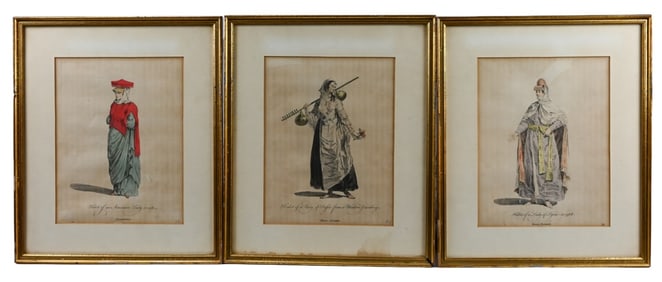 3 Antique Lithographs Indo Persian Ladies Habits