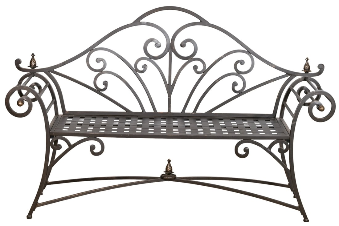 Vintage Wrought Iron Outdoor Bench (1 of 14)