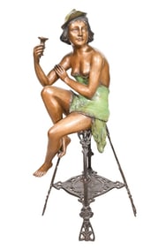 Ferdinando De Luca Polychrome Bronze Statue Woman