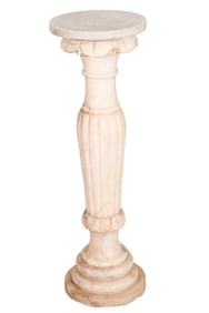 Heavily Carved Marble Neo Classical Torchere Stand