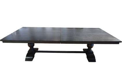 Large Farm Style Rustic Black Trestle Dining Table