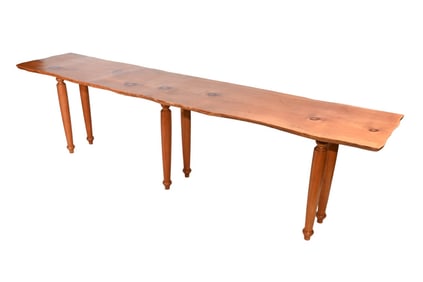 Large Hand Carved Natural Wood Console Table