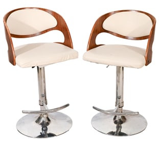 Mid Century Custom Upholstered Chrome Bar Stools