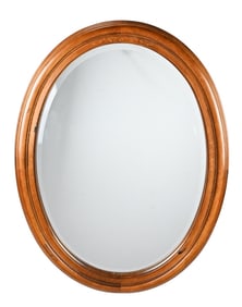 Vintage Hitchcock Oval Mirror with Wood Frame