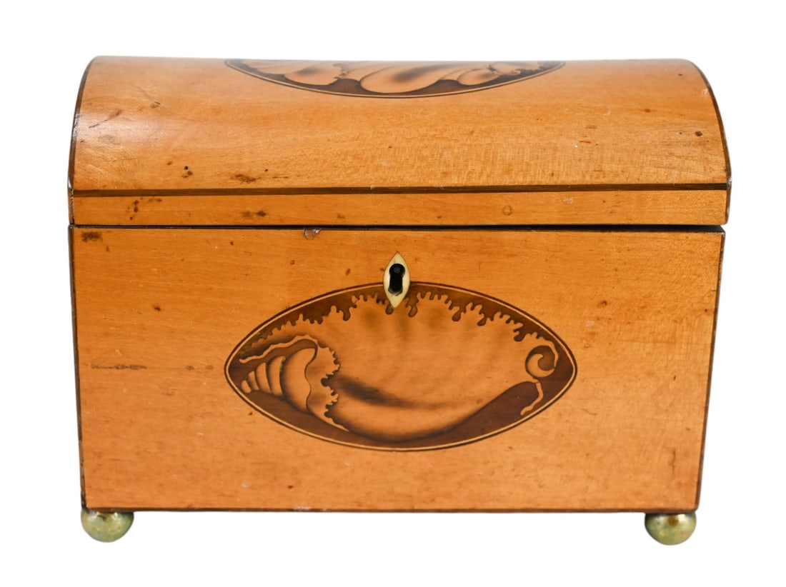 Antique English Georgian Satinwood Tea Caddy Box (1 of 8)