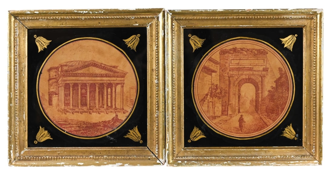 2 18th C Rouge Ink Architectural Engravings (1 of 9)