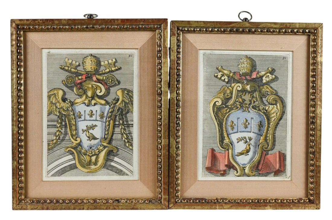 2 17th C Filippo Juvarra Coat of Arms Engravings (1 of 9)