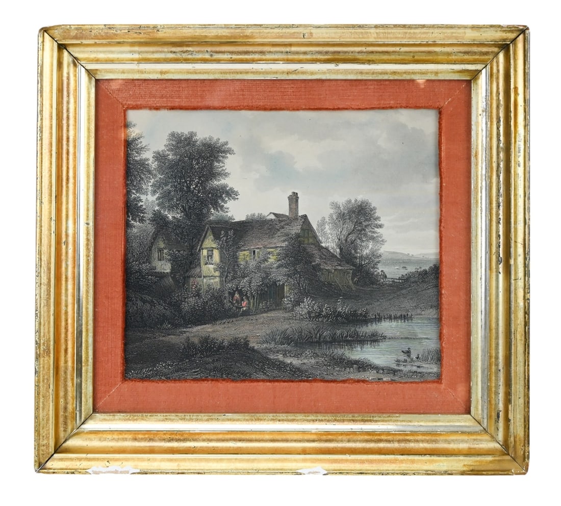 18th C Engraving Pastoral Cottage Scene Framed (1 of 8)