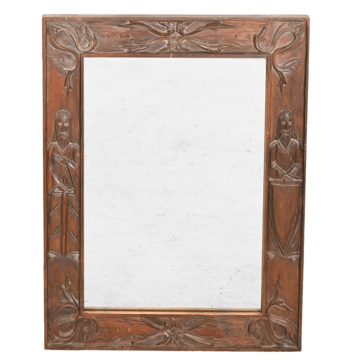 Antique Folk Art Hand Carved Wall Mirror (1 of 8)