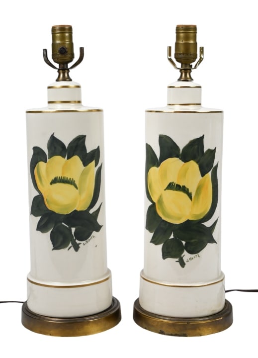 G. North Signed Hand Painted Ceramic Table Lamps (1 of 9)