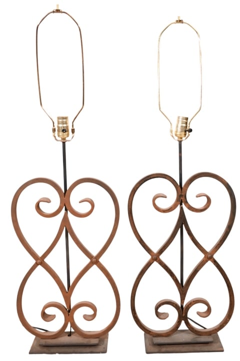 2 Wrought Iron Architectural Gate Salvage Lamps (1 of 12)